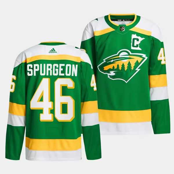 Mens Minnesota Wild #46 Jared Spurgeon Green 2023-24 Stitched Jersey Dzhi->->NHL Jersey